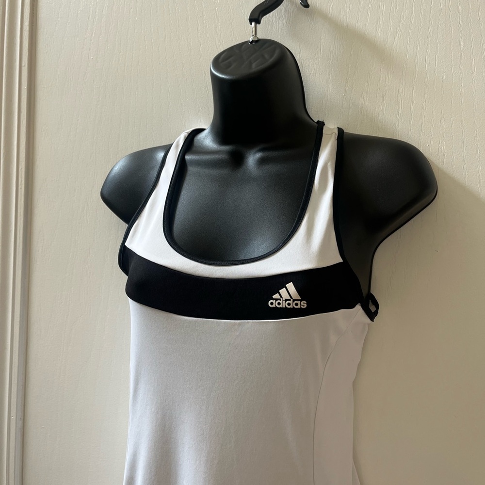 ADIDAS Racerback Tank Tennis Dress White Black Summer Sleeveless Athletic - Picture 5 of 10